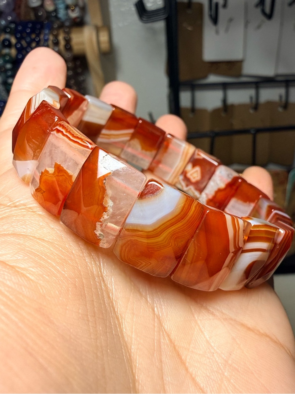 Natural Sardonyx Agate Soft Bangle Stretch Bracelet